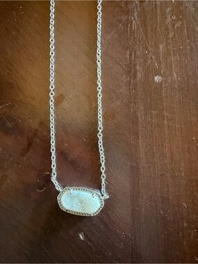 Kendra Scott White Druzy Pendant Necklace in Silver